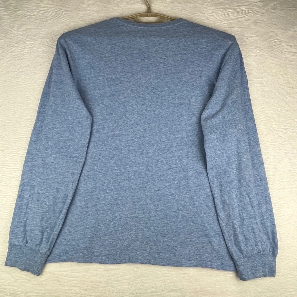 Polo Ralph Lauren T-Shirt Mens XL Blue Long Sleeve Heathered Cotton Pony‎ Logo